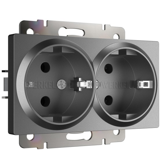 Розетка двойная с заземлением (графит матовый) W1172064 Розетка двойная с заземлением (графит матовый) W1172064