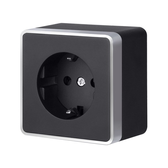 Розетка с заземлением Gallant черный с серебром W5071034 W5071034