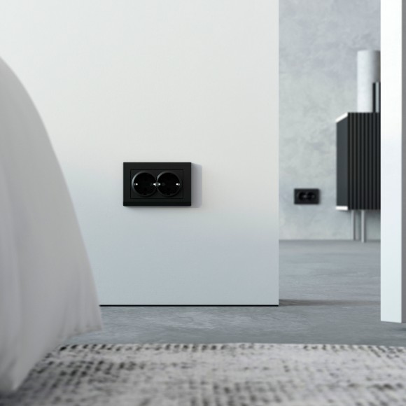 Рамка из поликарбоната для двойной розетки Stark черный W0081808