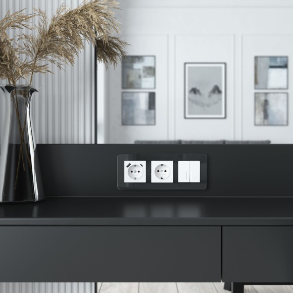 Выключатель двухклавишный с подсветкой (белый акрил) W1120141