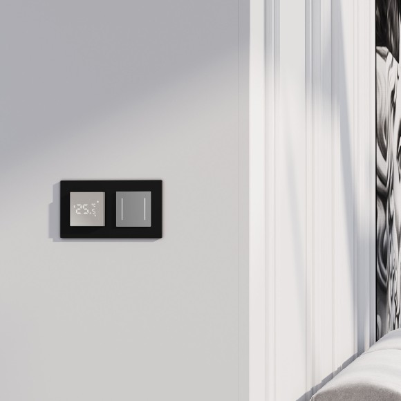 Сенсорный выключатель двухклавишный с подсветкой серебряный W4522006