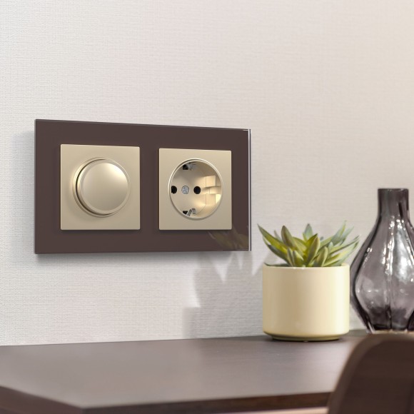 Розетка с заземлением и шторками (шампань) W1171111 Розетка с заземлением и шторками (шампань) W1171111