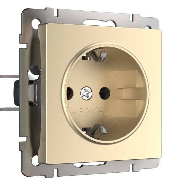 Розетка с заземлением и шторками (шампань) W1171111 Розетка с заземлением и шторками (шампань) W1171111
