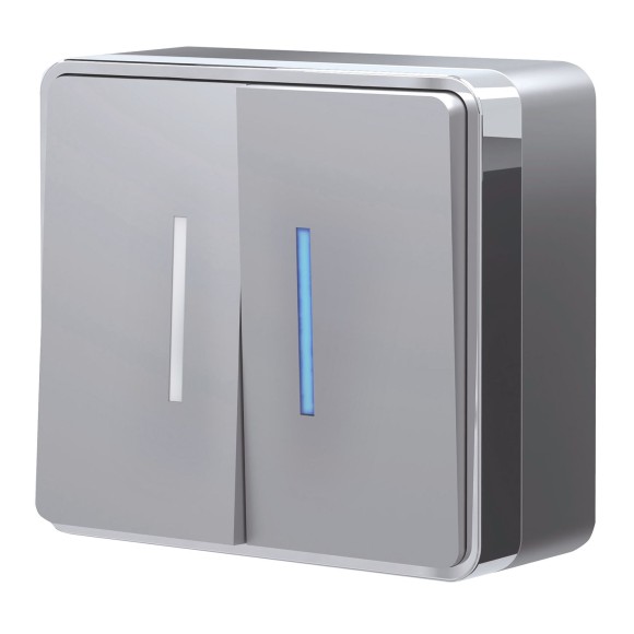 Выключатель двухклавишный с подсветкой Gallant серебряный W5020106