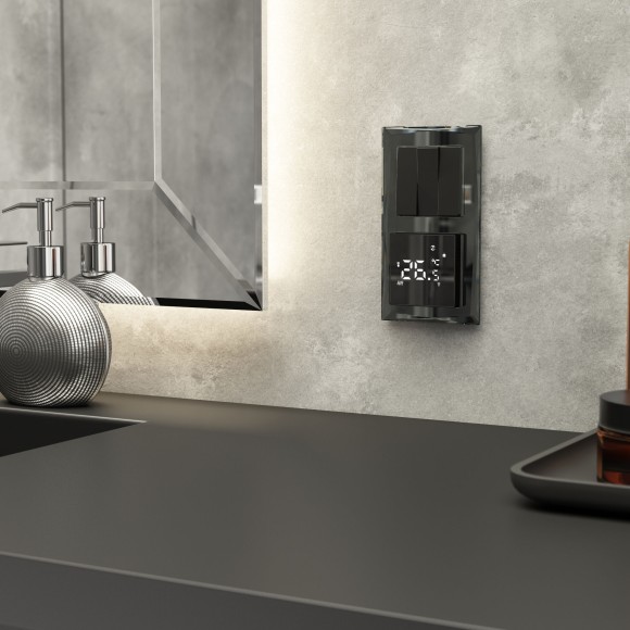 Рамка из стекла на 2 поста Diamant черный W0021208