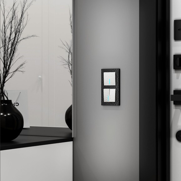 Выключатель двухклавишный с подсветкой (Hammer белый) W1220101