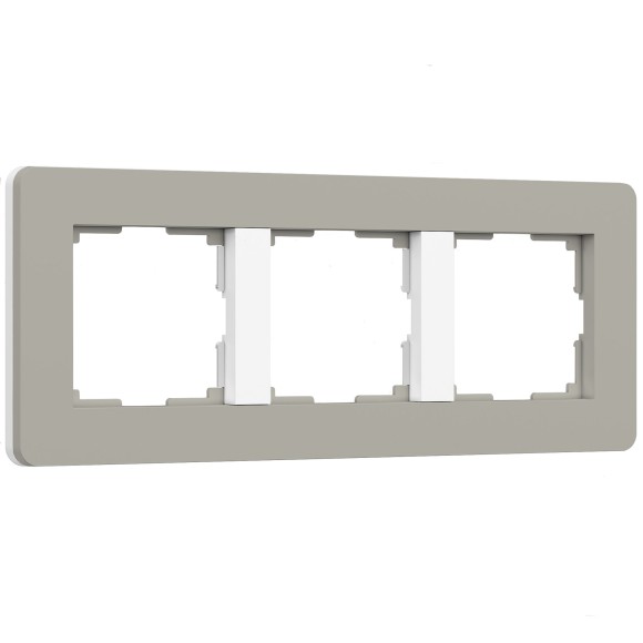 Рамка из поликарбоната на 3 поста Split дымчатый/белый, soft-touch W0033067