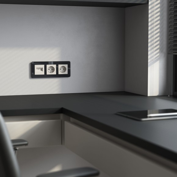 Накладка для двойной розетки Еthernet RJ-45 (дымчатый) W1291104