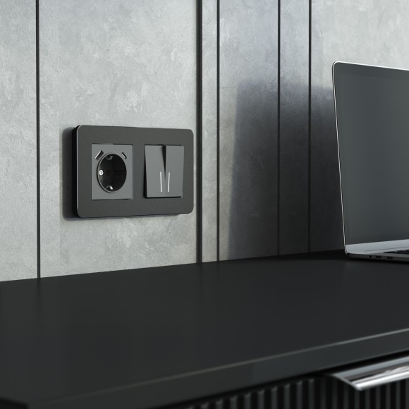 Рамка из металла на 2 поста Platinum черный W0022608 Рамка из металла на 2 поста Platinum черный W0022608