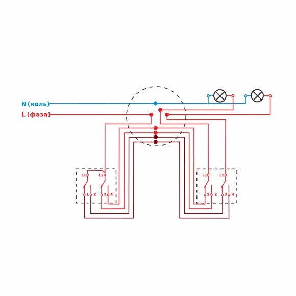 Выключатель двухклавишный проходной (Hammer белый) W1222001