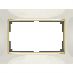 Рамка для двойной розетки (слоновая кость/золото) WL03-Frame-01-DBL-ivory-GD