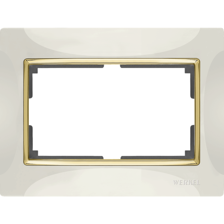 Рамка для двойной розетки (слоновая кость/золото) WL03-Frame-01-DBL-ivory-GD