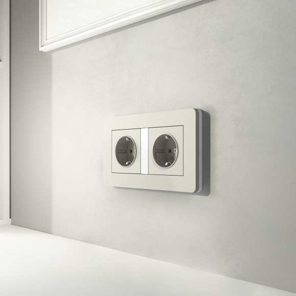 Рамка из поликарбоната на 2 поста Split дымчатый/белый, soft-touch W0023067 Рамка из поликарбоната на 2 поста Split дымчатый/белый, soft-touch W0023067