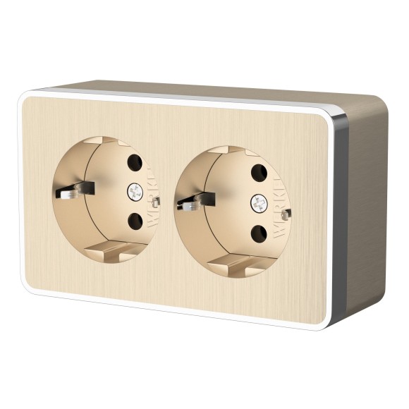 Розетка двойная с заземлением Gallant шампань рифленый W5072110