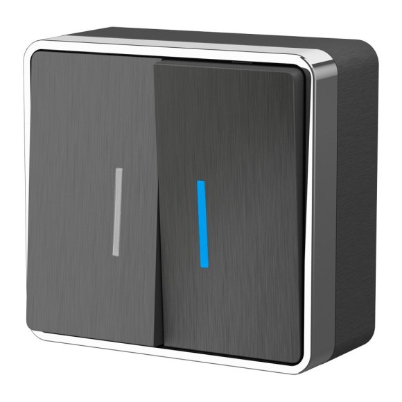 Выключатель двухклавишный с подсветкой Gallant графит рифленый W5020104