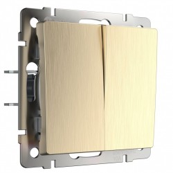 Выключатель двухклавишный проходной (шампань рифленый) WL10-SW-2G-2W Werkel