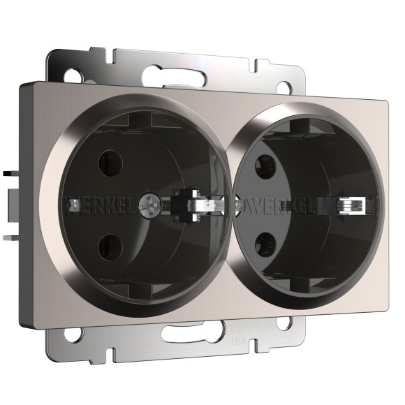 Розетка двойная с заземлением глянцевый никель W1172002