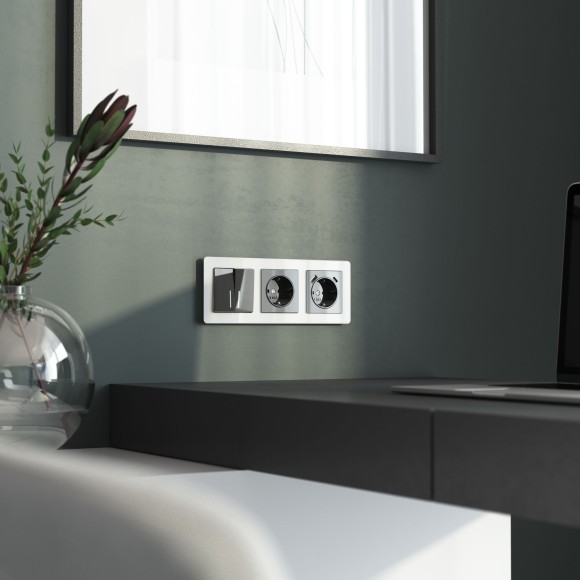 Выключатель двухклавишный с подсветкой (графит акрил) W1120144