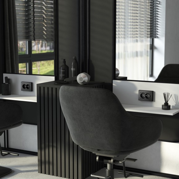 Рамка из поликарбоната для двойной розетки Hammer черный W0082408 Рамка из поликарбоната для двойной розетки Hammer черный W0082408