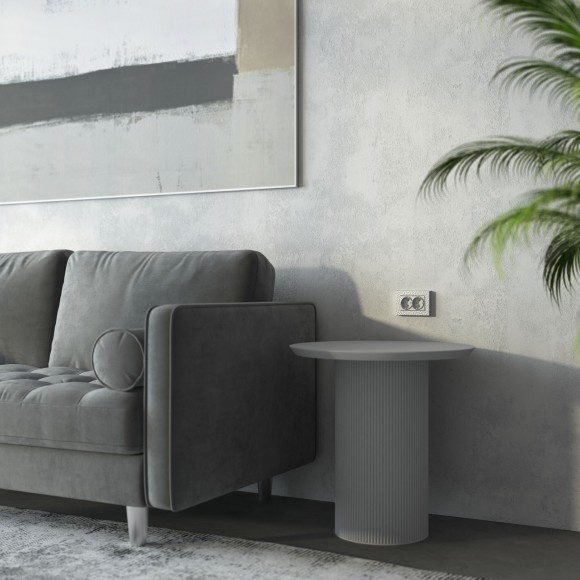 Рамка из поликарбоната для двойной розетки Hammer серебряный W0082406