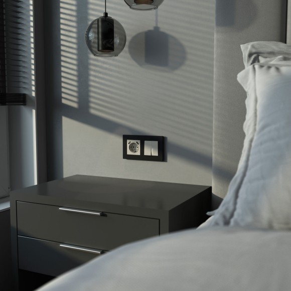 Выключатель двухклавишный с подсветкой (дымчатый) W1220104