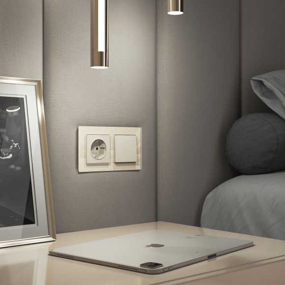 Рамка из стекла на 2 поста Favorit молочный W0021141