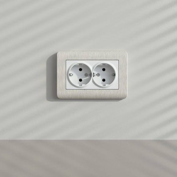 Рамка из поликарбоната для двойной розетки Stream перламутровый W0082113 Рамка из поликарбоната для двойной розетки Stream перламутровый W0082113