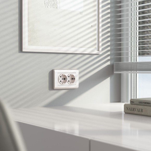 Рамка из поликарбоната для двойной розетки Stream перламутровый W0082113 Рамка из поликарбоната для двойной розетки Stream перламутровый W0082113