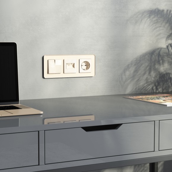 Накладка для двойной розетки Еthernet RJ-45 (айвори акрил) W1191143 Накладка для двойной розетки Еthernet RJ-45 (айвори акрил) W1191143