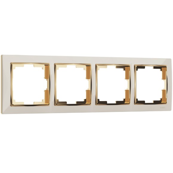 Рамка из поликарбоната на 4 поста Snabb слоновая кость/золото W0041932