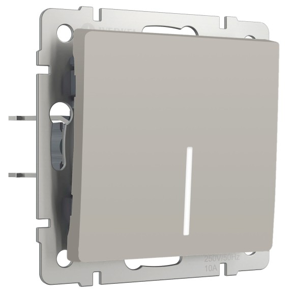 Выключатель одноклавишный проходной с подсветкой (дымчатый) W1212104