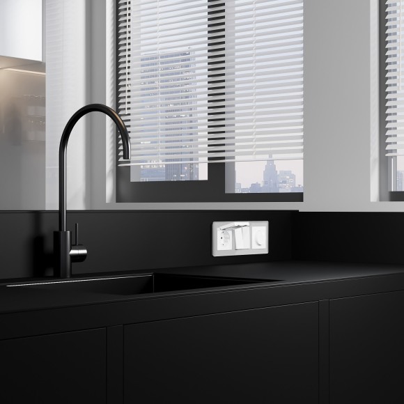 Розетка влагозащ. с зазем. с защит. крышкой и шторками N (белый) W1171201